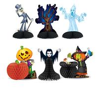 Beistle Happy Halloween Character Table Centerpieces 6 Piece Cute Tableware Decorations, 5" - 7.5" x 7.5" - 8", Multicolored