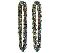 Beistle S50571AZ2 - Collares de 24 piezas con cuentas de Mardi Gras para fiesta de desfile de Nueva Orleans, plástico, verde/dorado/morado