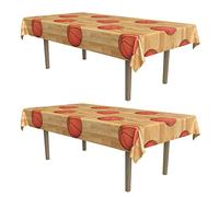 Beistle Set of 2 Basketball Tablecovers, 54” x 108”- Plastic Table Cloth, Sports Party Decorations