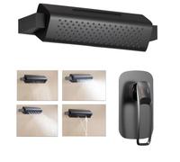 BEITH Columna de Ducha Empotrado, BS0696 Moderno Innovador 325x91mm Cabezal, Giratorio 360° de 4 Modos, Set De Ducha con Maneta única, Válvula Mezcladora de Cobre 59A, Montaje en Pared