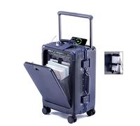 BEITH Maleta rígida abierta frontal, BS849-2 con marco de aluminio con portavasos, USB/tipo C, barra de acoplamiento ancha, carcasa de PC, bloqueo de aduanas TSA, ruedas giratorias dobles de 360°