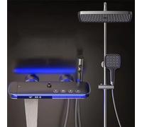 BEITH Sistema de Ducha Termostático, Teclas del Piano Columna de Ducha con Pantalla Digital, Luz ambiental 360° LED, 31x20cm Cuadrado Alcachofa de la Ducha, con Grifería para Bañera, Pistola Rociadora