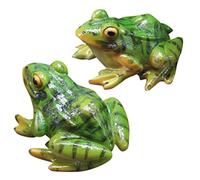 Beito 2PCS Frog Statue Pond Resin Frog Figurine Craft Ornament Fairy Garden Micro Landscape Decoration for Plant Pot