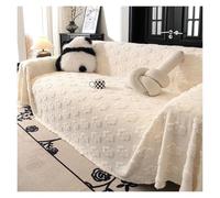 BEIWOSHA Manta cálida for sofá de Invierno, Universal, Antideslizante. | Funda de sofá de felpa Jacquard con pata de perrito, manta versátil de una pieza(Creme,180x230cm)