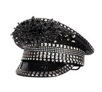 Bejeweled - Sombrero de capitán de cristal pesado para niñas y niños, para carnaval, festival de música, sombrero de marinero para mujer