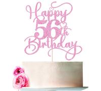 Bejota Pink Happy Happy 56th Birthday Cake Topper 1 PPCS Glitter Cake Topper para un cumpleaos/aniversario Temo de la fiesta del pastel Suministros