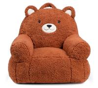 BEJOY Cómodo sofá para niños, Sillón de espuma para niños, Individual acogedor Sherpa sofá infantil para niños y niñas, oso