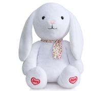 BEJOY Conejo de peluche con lazo de patas de amor, juguete de peluche suave para acurrucarse, gran regalo para niños y adultos, 40 cm, blanco