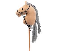 BEJOY Palillo caballo hobby juguete de caballo, caballo en palo con mancuernas y riendas, caballo hobby, regalo para niños, niñas, gran caballo de pasatiempo, caqui
