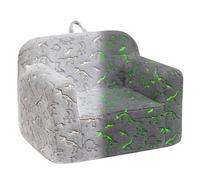 BEJOY Sillón Infantil, Brillar en la Oscuridad, Ultra-Suave, Sofá Infantil Individual de Espuma para Lectura, Diseño Acogedor de Franela para Niños y Niñas, Gris - Dinosaurios