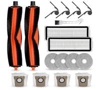 BekabA Kit de 17 Recambios Compatible con Xiaomi Robot Vacuum H50 Pro - 2 Cepillos Principales, 4 Cepillos Laterales, 2 Filtros HEPA Lavables, 4 Mopas, 4 Bolsas para Polvo y 1 Cepillo de Limpieza