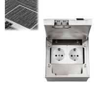Bekasa Caja de enchufes empotrada de suelo, 16A 4000W Caja de Piso eléctrico con enchufes dobles estándar de la UE receptáculos de piso de acero inoxidable para cocina, salón, oficina, hotel