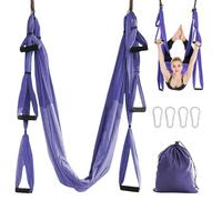 Bekasa Columpio de Yoga Aéreo,Antigravedad Yoga Hamaca,con asas desmontables Elástico Correas de Columpio de yoga y escalada para Yoga Pilates Ballet Gimnasia Cuerpo estirando Danza aérea (Púrpura)
