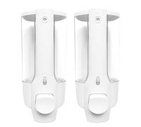 Bekasa - Dispensador de jabón, 350 ml, montado en la pared, manual, dispensador de jabón/champú/loción para el hogar, baño, cocina, hoteles, restaurantes (2 unidades, blanco)