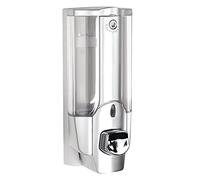Bekasa - Dispensador de jabón, 350 ml, montado en la pared, manual, dispensador de jabón/champú/loción para el hogar, baño, cocina, hoteles, restaurantes (plateado)