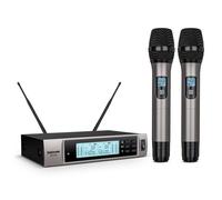 BEKBOES Sistema de micrófono inalámbrico UHF de mano dinámico dual profesional, micrófono de mano inalámbrico, rango de 500 pies para karaoke en el hogar, reuniones, fiestas, iglesias, bodas SE100
