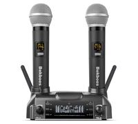 BEKBOES Sistema de micrófono inalámbrico UHF dinámico dual profesional, carga inalámbrica inductiva magnética, rango de 165 pies para karaoke en casa, reuniones, fiestas, iglesias, bodas