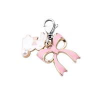 BEKECH Abalorio de conejo con cierre de langosta con lazo, bonito diseño de conejo, cierre de cremallera, regalo para los amantes de los conejos, Talla única, aleación, Sin piedra preciosa