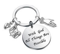BEKECH Llavero manicurista regalo con Dios Todas las cosas son posibles manicura técnico llavero regalo para uñas Tech, Acero inoxidable, /na,