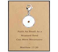 BEKECH Semilla de la Fe mostaza semilla encanto cremallera cierre clip en regalo para hombres religiosos, mujeres cristianas dominicales profesores, Faith as Small as a Mustard Seed Brown Card, S