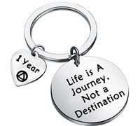 BEKECH Sober Gift Sobriety Anniversary Life is Not A Destination 6 Meses 1 Año 2 Años 3 Años AA Anual, 1 Año, S