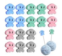 Bekecidi 16 Tapones para Agujas de Tejer, Protectores de Puntos, Silicona lindo Elefante, Punta de Punta, Accesorios para Tejer Cubierta para el Extremo de la Aguja, Suministros para Manualidades
