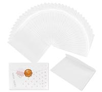 Bekecidi 50 Sobres de Cristal Translúcidos, Sobres de Vitela Transparentes, Sobres de Invitación de Papel, Sobres Blancos Pequeños para Invitaciones de Boda, Tarjetas de Felicitación (18,5 x 12,5 cm)