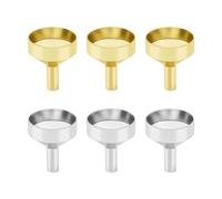 Bekecidi 6 Embudos Pequeños de Metal Mini Embudos, Embudo de Petaca Embudo de Cocina Pequeño Multiusos para Transferir Polvo Líquido Aceites de Cocina Polvo Café Té Mermelada, 2,5cm (Oro, Plata)