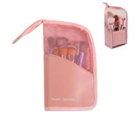 Bekecidi, Estuche transparente rosa - Formato media luna 13,5 × 24,5 cm - Neceser de viaje - Bolsa de maquillaje y accesorios - Bolsa de almacenamiento práctica cosmética