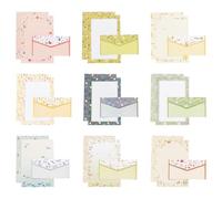 Bekecidi Juego de 81 piezas de papel de escritura y sobres, 54 letras rayadas con 27 sobres, papel de papelería floral, bonito papel de carta y sobres para invitación, boda, oficina, suministros