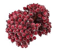 Bekecidi Navidad Espuma Frost Fruit Berry Flower, 1,5 cm de diámetro Artificial Frosted Berries Garland Material Accesorios, Christmas Tree Ornament Home Christmas Festival Decor Supplies (Dark Red)