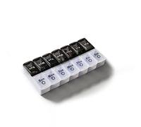 Bekecidi Organizador de pastillas de 7 días 2 veces al día, dispensador de tabletas AM/PM con 14 compartimentos extraíbles, caja de medicamentos duradera en blanco y negro para viajes para gestión