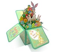Bekecidi Tarjeta de Pascua Emergente Tarjeta de Flores de Papel 3D Huevos de Pascua Tarjeta de Flores de Conejito Tarjetas de Pascua Emergentes 3D con Sobres para Niños, Niños, Familiares y Amigos