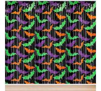 Bekeify 3 Piezas 1 x 2 m Halloween Decoracion Cortinas para Casa Adornos Halloween Fiestas Murciélagos Cortinas de Borlas Decoración de Fondo Photocall Cortina Fiesta para Puertas Ventana Muro