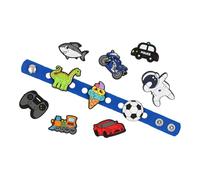 BeKiddy - Juego de 10 pinos + pulsera de zapatos para niños y niñas adultos, One size, Cloruro de polivinilo, No es una piedra preciosa