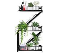 BEKIKAIPING Estantes flotantes de pared con diseño de escape de incendios, organizador de pared decorativo de metal de Nueva York, escalera de fuego, estantería de libros para sala de estar (3