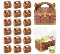 Bekith Paquete de 36 cofres del tesoro pirata, cajas de golosinas a dos aguas, cajas de regalo de fiesta con asas, cajas de regalo de papel, caja de decoración de dulces para fiesta de cumpleaños,