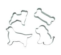 BekkiB - Juego de 4 cortadores de galletas "perros y huesos" - Moldes de acero inoxidable para galletas o golosinas para perros - Cortador de galletas para hornear y manualidades - 8457