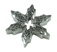 BekkiB - Juego de 5 cortadores de galletas "Copos de nieve" - Moldes de acero inoxidable aptos para lavavajillas - Para hornear galletas, galletas de terraza y ojos Linzer - 88465