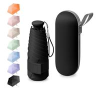 BEKKLPOU Mini Paraguas De Bolsillo, Paraguas Plegable Antiviento, Paraguas Para El Sol, Desplazamientos Diarios, Incluye Caja De Almacenamiento, Asa Retráctil, Unisex (Negro estrellado)