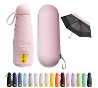 BEKKLPOU Mini Paraguas De Bolsillo, Paraguas Plegable Antiviento, Paraguas Para El Sol, Mini Paraguas, Desplazamientos Diarios, Unisex (Rosa Solsticio de Verano)