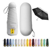 BEKKLPOU Mini Paraguas De Bolsillo, Paraguas Plegable Antiviento, Paraguas Para El Sol, Mini Paraguas, Desplazamientos Diarios, Unisex (Gris)