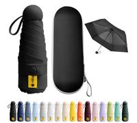 BEKKLPOU Mini Paraguas De Bolsillo, Paraguas Plegable Antiviento, Paraguas Para El Sol, Mini Paraguas, Desplazamientos Diarios, Unisex (Negro Obsidiana)