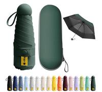 BEKKLPOU Mini Paraguas De Bolsillo, Paraguas Plegable Antiviento, Paraguas Para El Sol, Mini Paraguas, Desplazamientos Diarios, Unisex (Verde Oscuro)