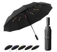 BEKKLPOU Paraguas Plegable Automático, Paraguas Plegable Antiviento, Paraguas Para El Sol, Abrir y Cerrar Automático, Protezione Anti-Uv Per Uomo e Donna (Negro obsidiana)