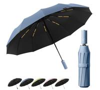 BEKKLPOU Paraguas Plegable Automático, Paraguas Plegable Antiviento, Paraguas Para El Sol, Abrir y Cerrar Automático, Protezione Anti-Uv Per Uomo e Donna (Azul neblina)