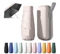 BEKKLPOU paraguas plegable, paraguas para el sol, mini paraguas, Adecuado para días soleados y lluviosos, Con caja de almacenamiento múltiples colores para elegir (Albaricoque fénix)