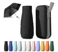 BEKKLPOU paraguas plegable, paraguas para el sol, mini paraguas, Adecuado para días soleados y lluviosos, Con caja de almacenamiento múltiples colores para elegir (Negro obsidiana)