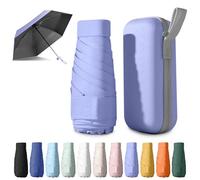 BEKKLPOU paraguas plegable, paraguas para el sol, mini paraguas, Adecuado para días soleados y lluviosos, Con caja de almacenamiento múltiples colores para elegir (Morado claro elegante)