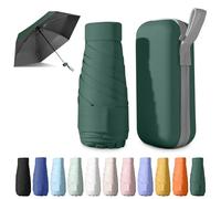 BEKKLPOU paraguas plegable, paraguas para el sol, mini paraguas, Adecuado para días soleados y lluviosos, Con caja de almacenamiento múltiples colores para elegir (Verde oscuro)